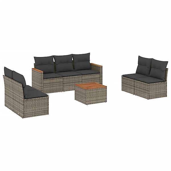 vidaXL 8-Tlg Garten-Sofagarnitur mit Kissen Grau Poly Rattan 3258287 günstig online kaufen