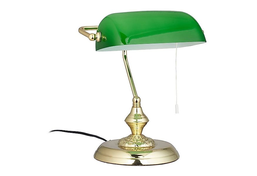 relaxdays Tischleuchte Bankerlampe mit Zugschalter günstig online kaufen