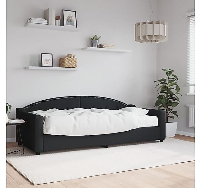 vidaXL Gästebett Gästebett Tagesbett mit Matratze Schwarz 90x200 cm Stoff B günstig online kaufen