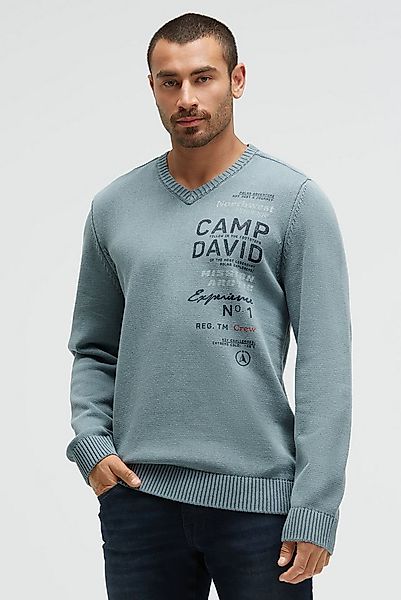 CAMP DAVID V-Ausschnitt-Pullover aus Baumwolle günstig online kaufen