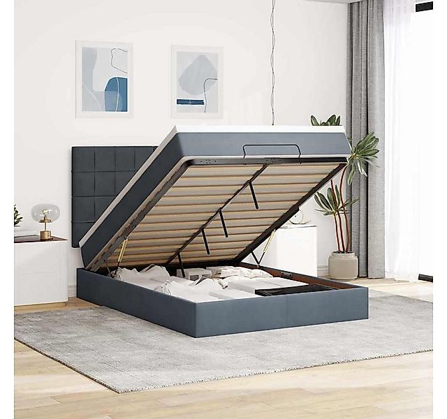 vidaXL Bett, Ottoman-Bett mit Matratzen Dunkelgrau 140x200 cm Samt günstig online kaufen