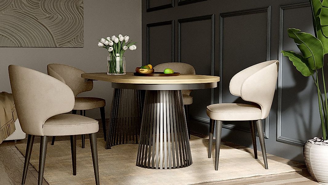 Compleo Esstisch rund Ausziehbar Ø: 120 cm oder Ø: 100 cm, Modern Esstisch günstig online kaufen