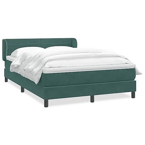 vidaXL Boxspringbett, Boxspringbett mit Matratze Dunkelgrün 140x210 cm Samt günstig online kaufen