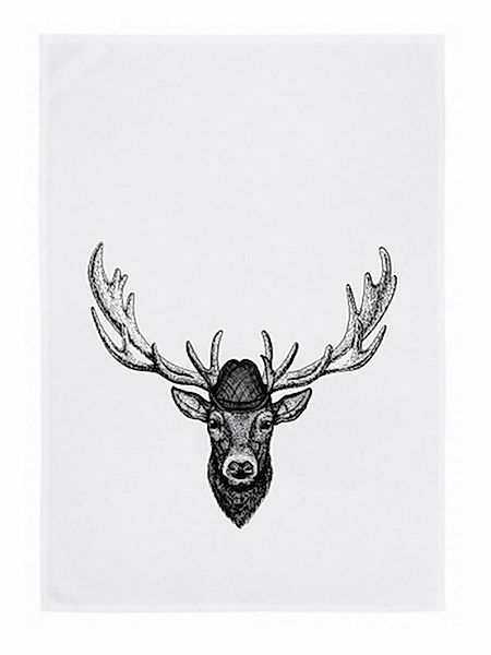 17,30 Hamburg Geschirrtuch Hirsch mit Hut, Grau, (1-tlg), 50x70cm, Siebdruc günstig online kaufen