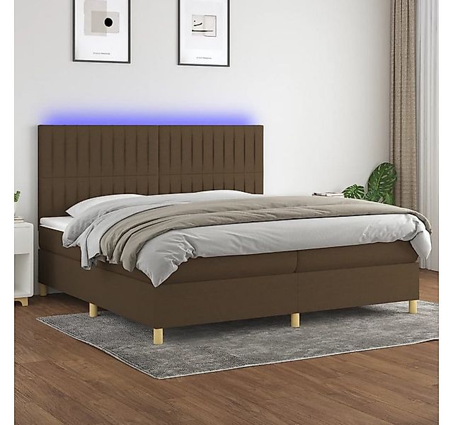 vidaXL Boxspringbett Boxspringbett mit Matratze LED Dunkelbraun 200x200 cm günstig online kaufen