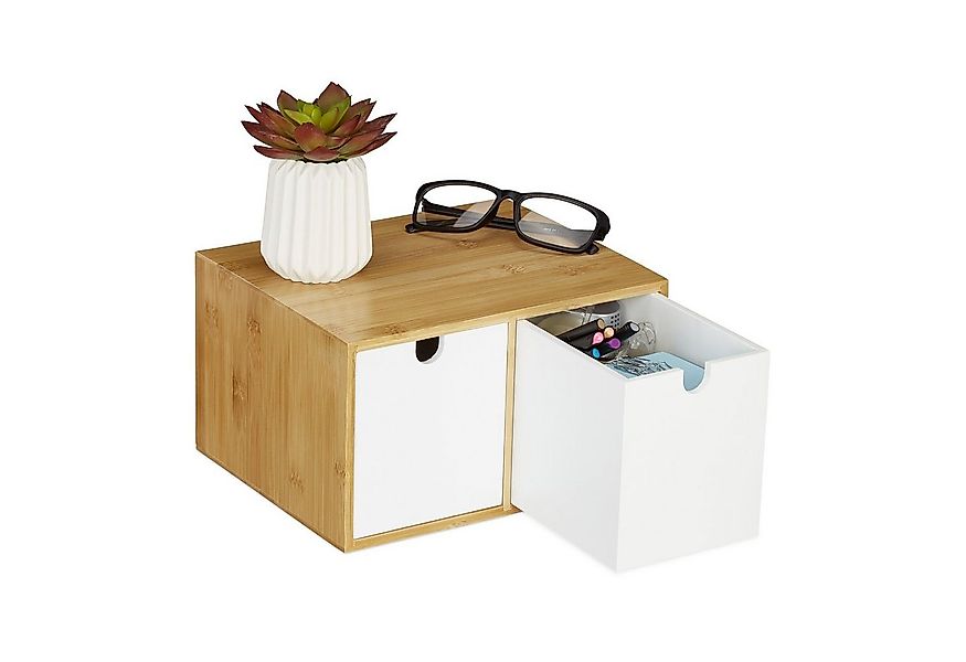relaxdays Schreibtischaufsatz Schreibtisch Organizer 2 Schubladen, weiß günstig online kaufen