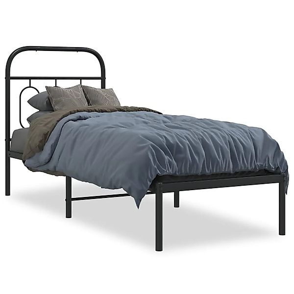 vidaXL Bettgestell mit Kopfteil Metall Schwarz 75x190 cm Modell 32101127 günstig online kaufen
