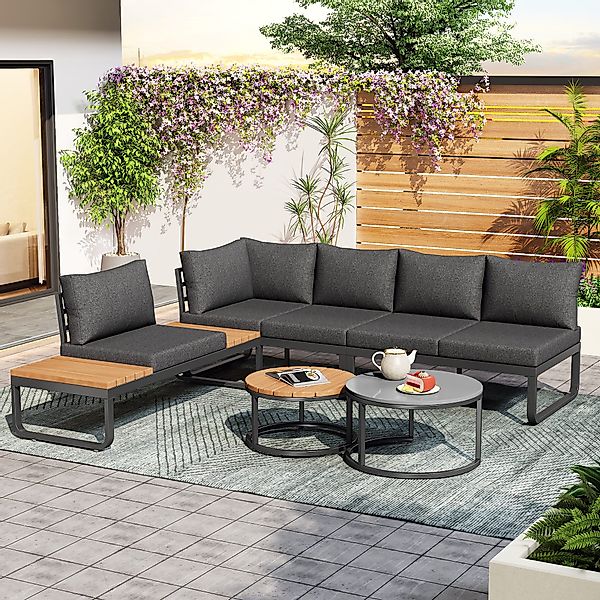 Flieks Gartenlounge-Set, 5-Sitzer Gartenmöbel, Einzelsofa mit günstig online kaufen