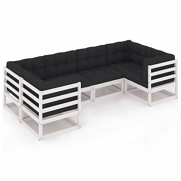 6-tlg. Garten-lounge-set Mit Kissen Weiß Kiefer Massivholz günstig online kaufen