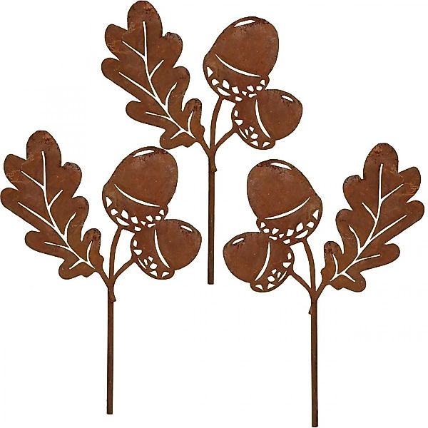 Viana Gartenfigur Gartenstecker Eicheln Blatt Edelrost günstig online kaufen