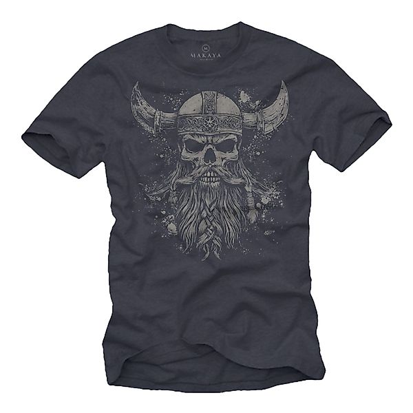 MAKAYA T-Shirt mit Wikinger Krieger Totenkopf günstig online kaufen