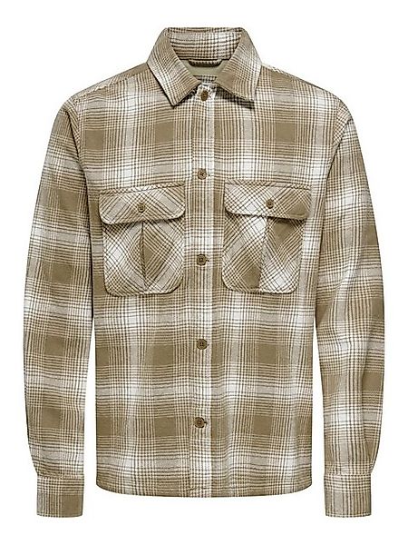 ONLY & SONS Langarmhemd Hemd gewebt Regular Fit Hemdkragen Knopfleiste ONSC günstig online kaufen
