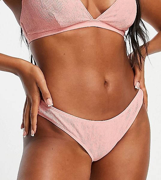 Peek & Beau – Exclusive – Gerippte Bikinihose mit hohem Beinausschnitt in R günstig online kaufen