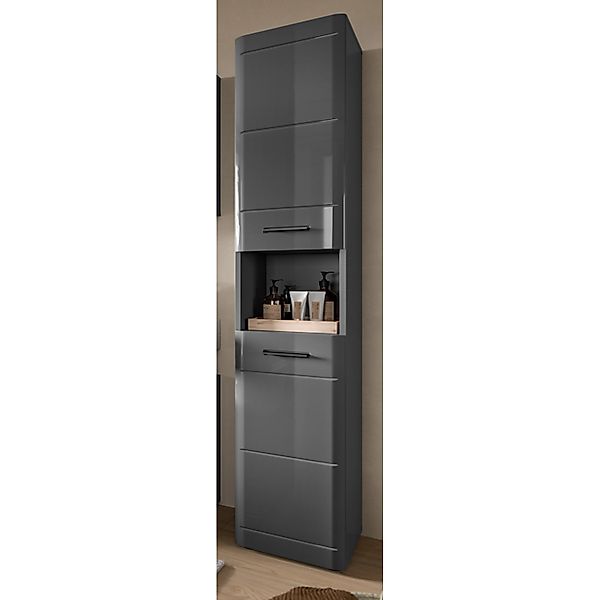 Inn.Furn Hochschrank Grau Hochglanz 30 cm mit Soft-Close Strong günstig online kaufen