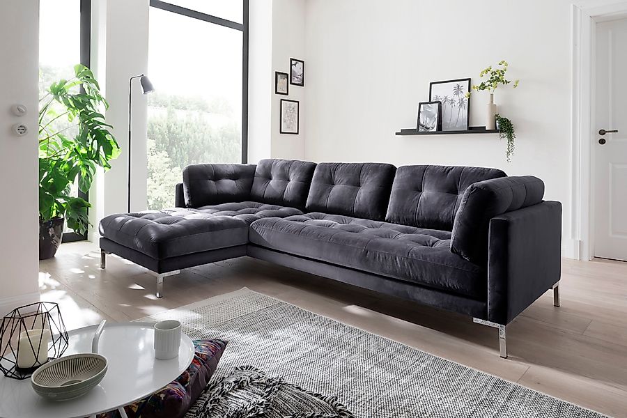 Trends by HG Ecksofa "Landau L-Form" in Cord-Stoff mit Metallfuß günstig online kaufen