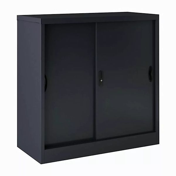 en.casa Aktenschrank »Rieti« Büroschrank Stahl 90x40x90 cm Dunkelgrau günstig online kaufen