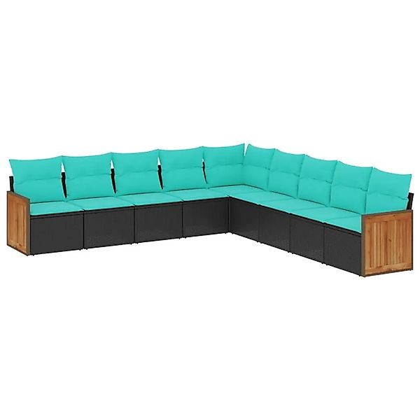 vidaXL 9-Tlg Gartensofa-Set mit Kissen Schwarz Polyrattan 3227737 günstig online kaufen