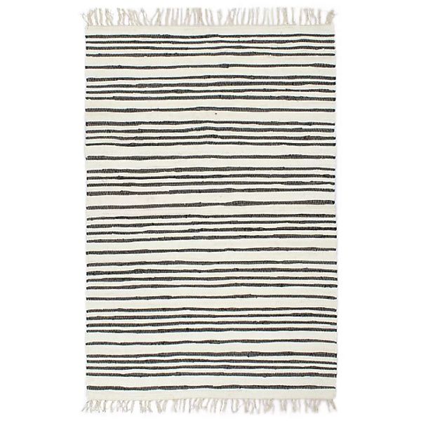 Handgewebter Chindi-teppich Baumwolle 160x230cm Anthrazit Weiß günstig online kaufen