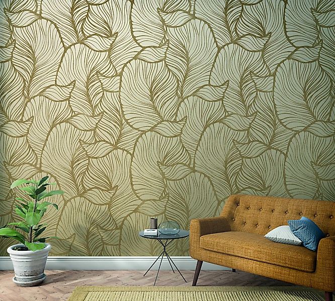 Marburg Vliestapete Floral Blattmuster Beige 270 cm x 159 cm FSC® günstig online kaufen