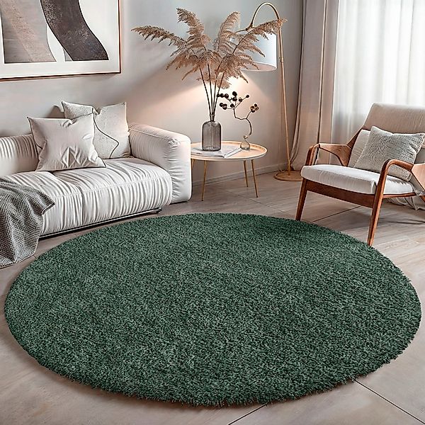 OTTO home Hochflor-Teppich "Banji" rund 37 mm Höhe Uni Farben, weich und fl günstig online kaufen