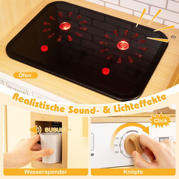 COSTWAY Spielküche Holz, kinder holz, Kinderküchen-Spielset günstig online kaufen