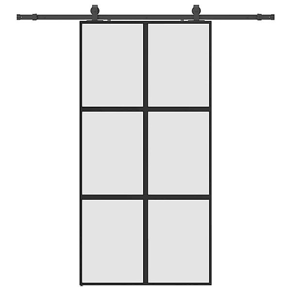 vidaXL Schiebetür mit Beschlag Schwarz 102,5x205 cm Hartglas 3375882 günstig online kaufen