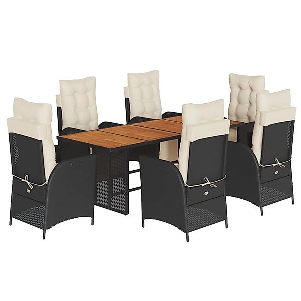 vidaXL 7-Tlg Garten-Essgruppe mit Kissen Schwarz Poly Rattan 3213366 günstig online kaufen