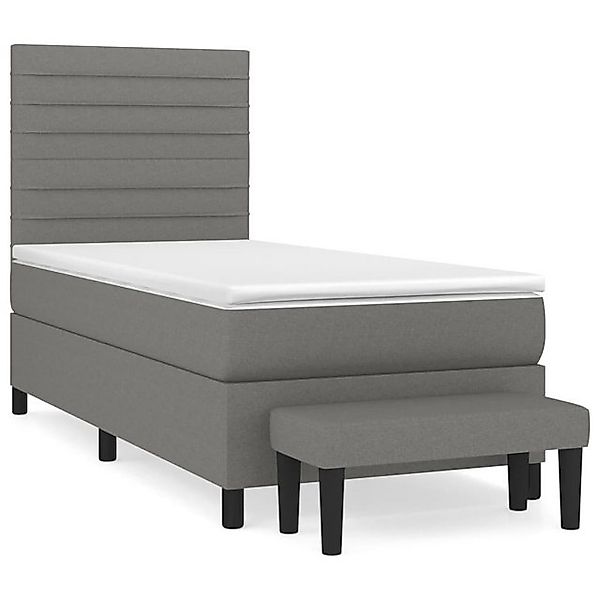 vidaXL Boxspringbett, Boxbett mit Matratze Dunkelgrau 90x200 cm Stoff günstig online kaufen