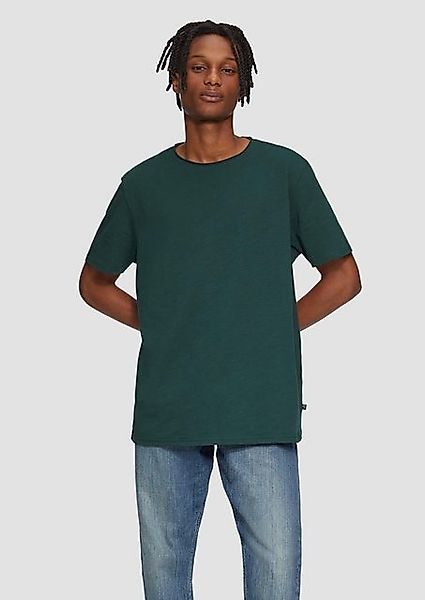 QS Kurzarmshirt Baumwollshirt mit Rollkante und Flammgarnstruktur günstig online kaufen
