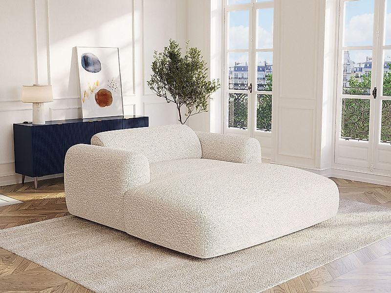 Recamiere 2-Sitzer - Bouclé-Stoff - Weiß - POGNI von Maison Céphy günstig online kaufen