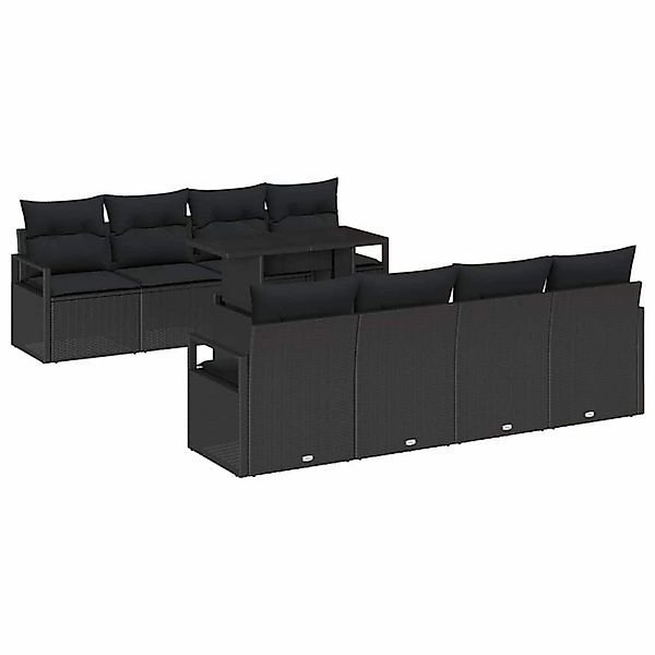 vidaXL Garten-Sofa-Set mit Speicher 9-Tlg Schwarz Poly Rattan 3357526 günstig online kaufen