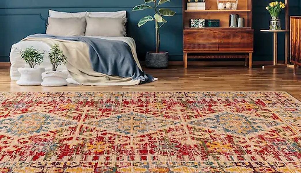 Padiro Teppich »Charme 125«, rechteckig, 5 mm Höhe, Chenille Flachgewebe im günstig online kaufen