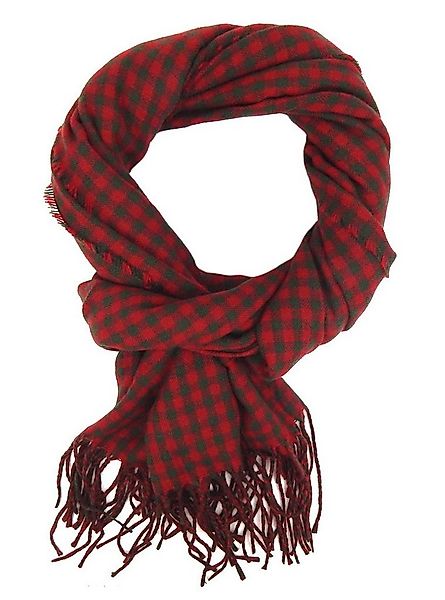 Ella Jonte Modeschal, rot khaki Karo Herbst Winterschal wärmend mit Fransen günstig online kaufen