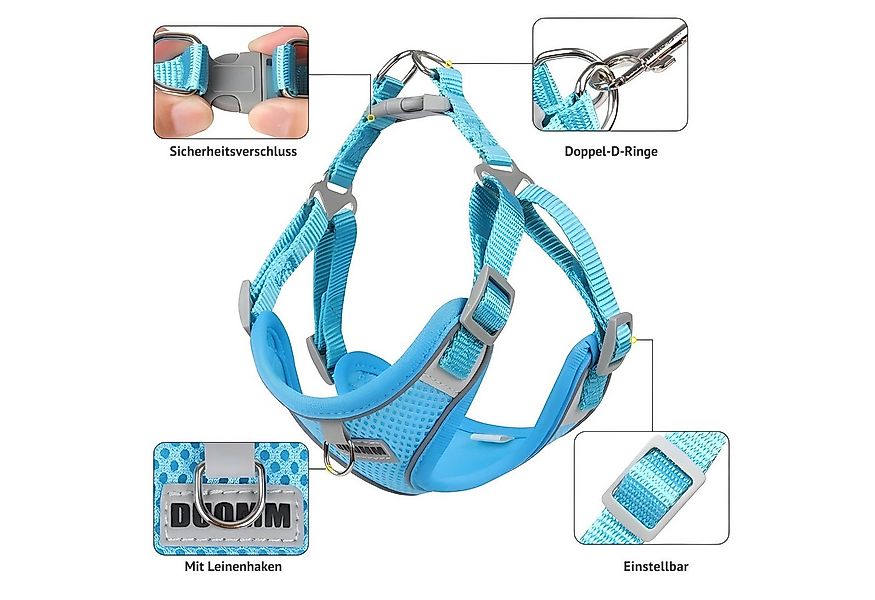 HS.SUPPLY Hunde-Geschirr Atmungsaktives Hundegeschirr mit Leine, Verstellba günstig online kaufen