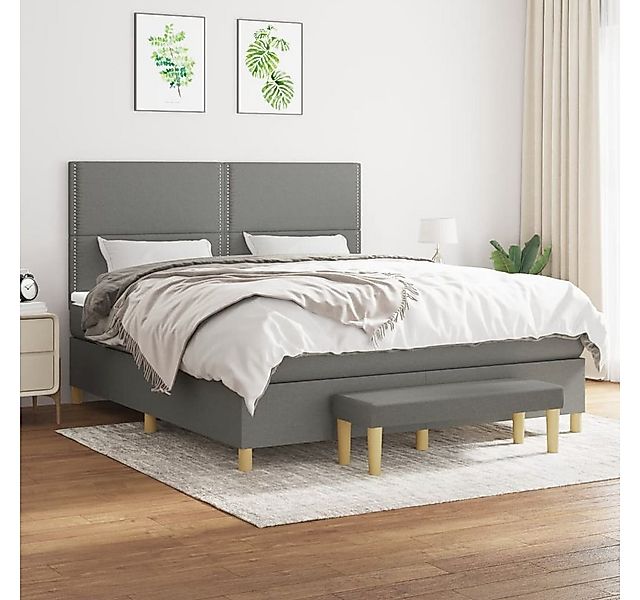 vidaXL Boxspringbett Boxspringbett mit Matratze Schwarz 180x200 cm Stoff Be günstig online kaufen