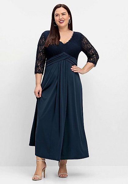 Sheego Etuikleid Abendkleid 3/4-Arm mit Oberteil aus floraler Spitze günstig online kaufen