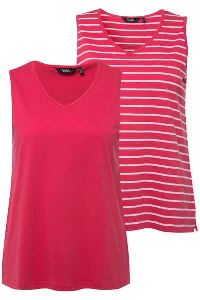 Ulla Popken Longtop Top 2er-Pack Ringel/uni günstig online kaufen