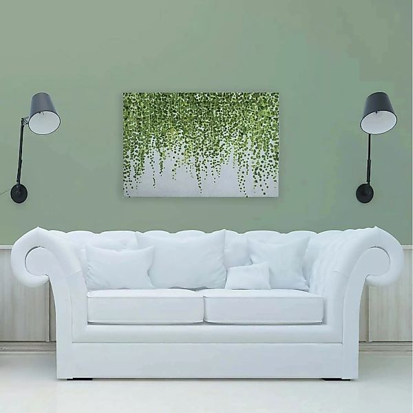 Bricoflor Leinwandbild Mit Pflanzen Grün Weiß Deko Wandbild Für Schlafzimme günstig online kaufen