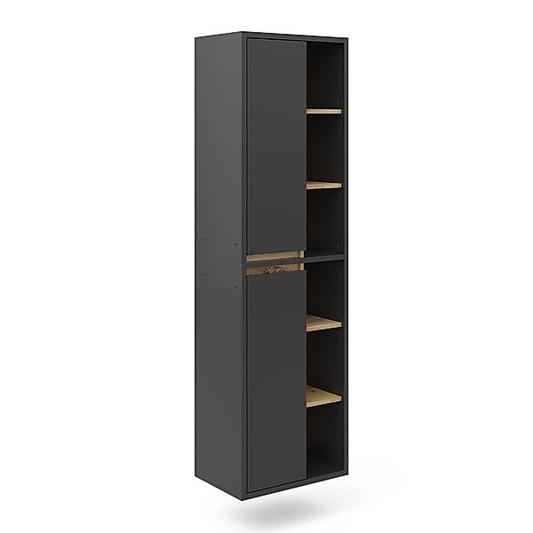 Vicco Badschrank Viola Anthrazit 50 x 170 cm mit Türen und Offenen Fächern günstig online kaufen