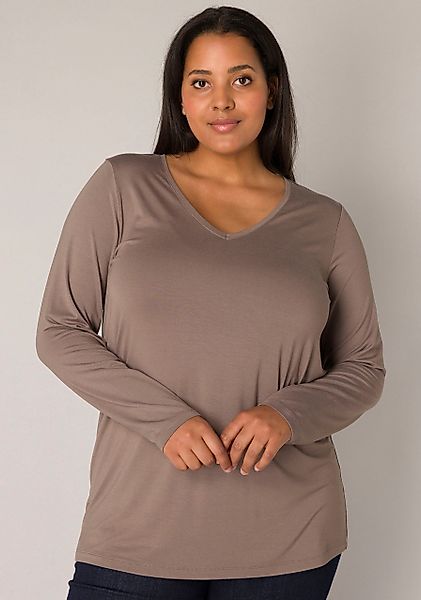 Base Level Curvy Langarmshirt, mit V-Ausschnitt günstig online kaufen
