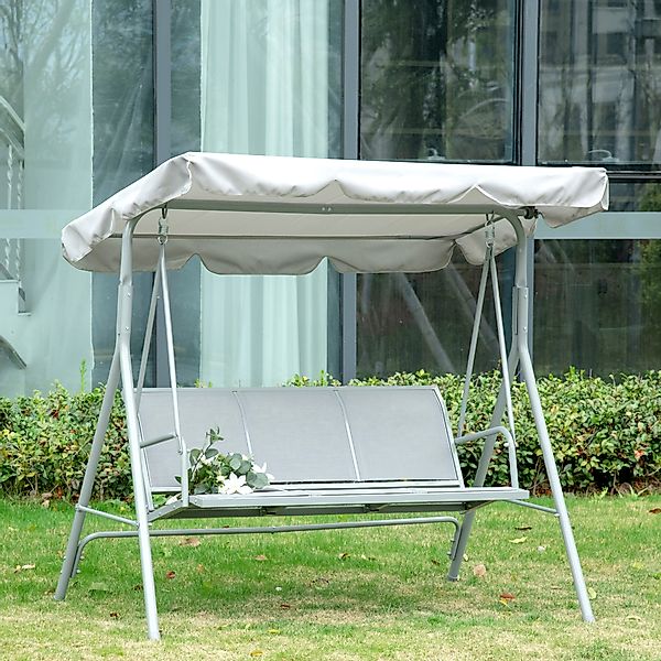 Outsunny Hollywoodschaukel 3-Sitzer Gartenschaukel mit Dach, Metall Grau Si günstig online kaufen