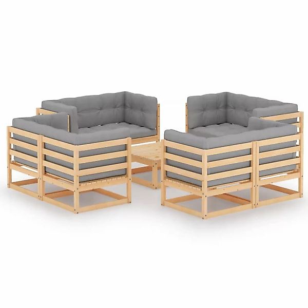 9-tlg. Garten-lounge-set Mit Kissen Kiefer Massivholz günstig online kaufen