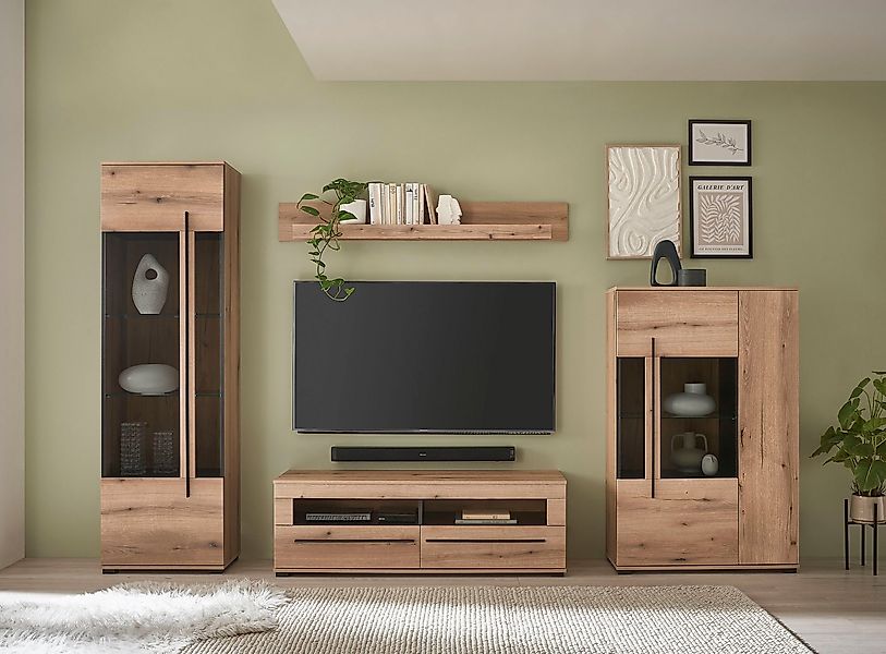 Home affaire Wohnwand Cantara, moderne Anbauwand, Wohnzimmer-Set, in Eiche günstig online kaufen
