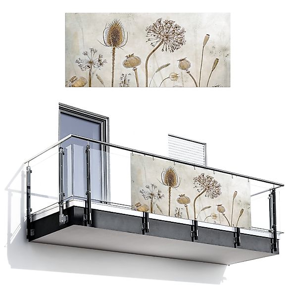 MuchoWow Balkonsichtschutz Blumen - Aquarell - günstig online kaufen