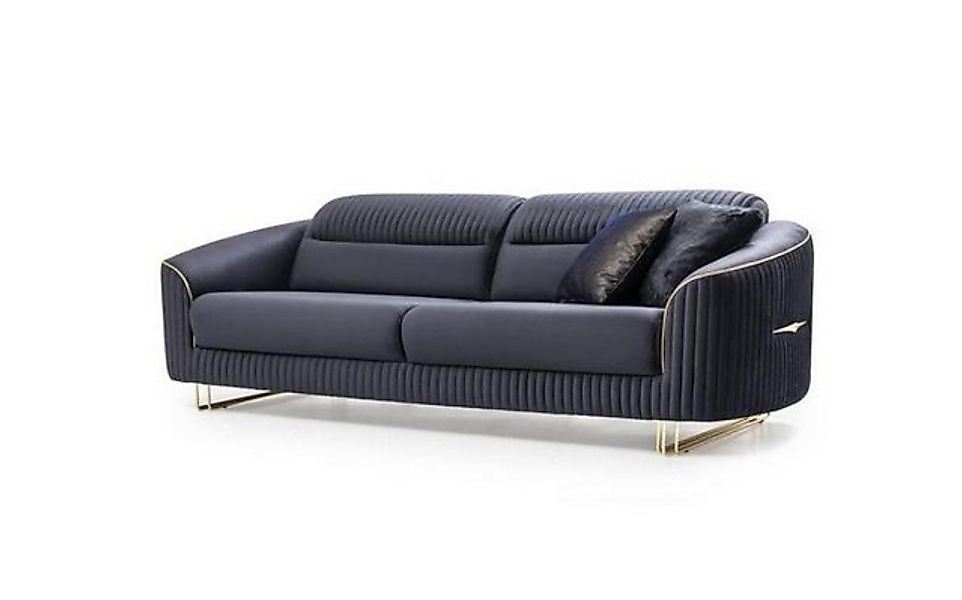 Xlmoebel 3-Sitzer Dreisitzer Polstersofa in Blau aus Textil mit modernem Si günstig online kaufen