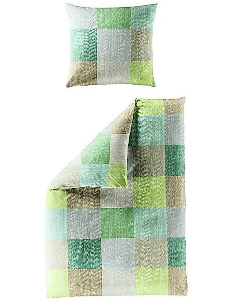JACK Bettwäsche 135x200cm Quadrate Grün oder Braun Bierbaum, Renforcé, 2 te günstig online kaufen
