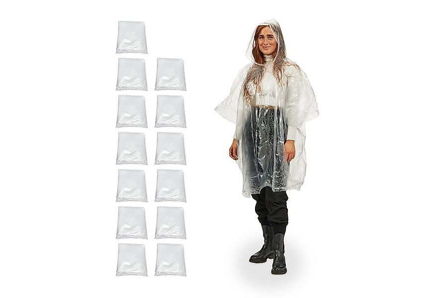 relaxdays Regenponcho Einweg Regenponcho 13er Set transparent günstig online kaufen