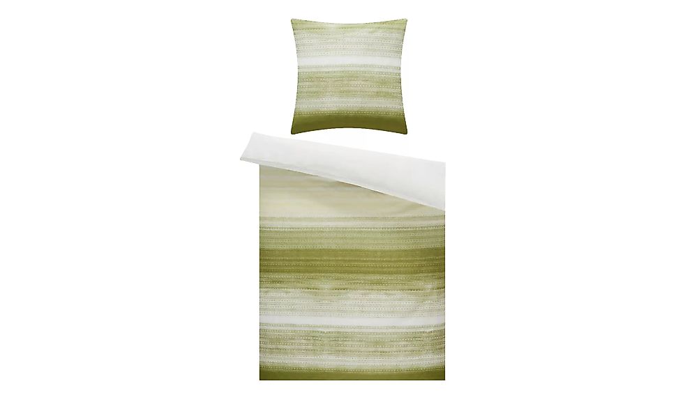 AURO Satin Bettwäsche  Streifen - grün - 100% Baumwolle - 135 cm - Bettware günstig online kaufen
