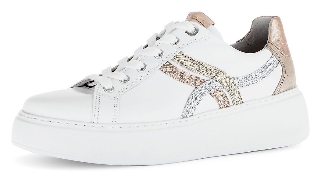 Gabor FLORENZ Plateausneaker, Freizeitschuh, Halbschuh, Schnürer, Kontrastb günstig online kaufen