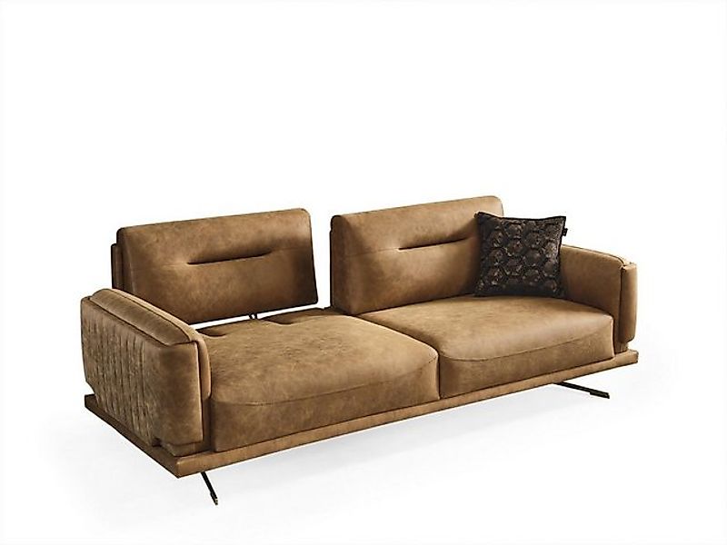 Xlmoebel Sofa Luxuriöses Wohnzimmer-Sofa in Braun aus Kunstleder für drei P günstig online kaufen